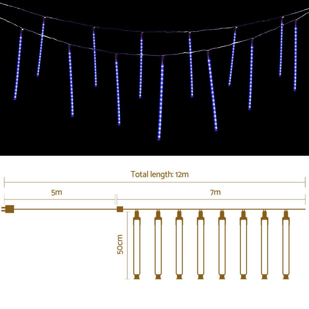 Jingle Jollys 7M Christmas Lights Shower Light 288 LED Icicle Falling Metor